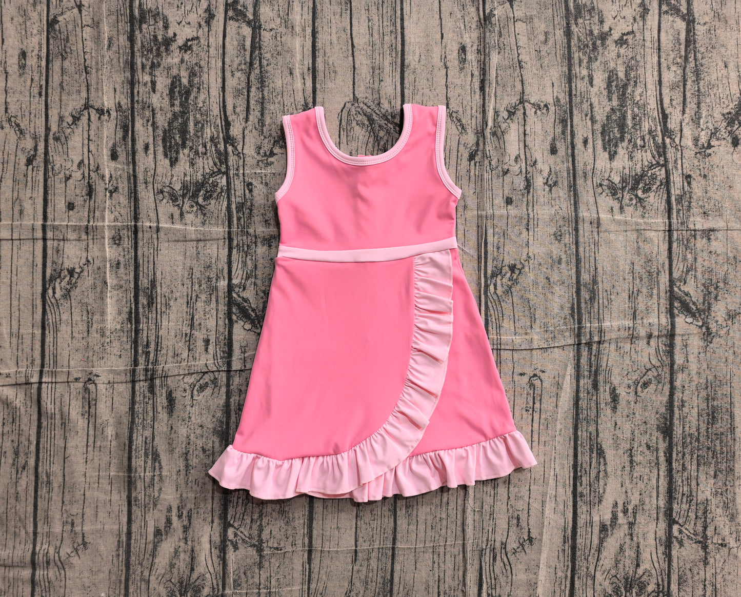 GSD4139   YOGA preorder pink solid  Princess cartoon girl dress ruffle