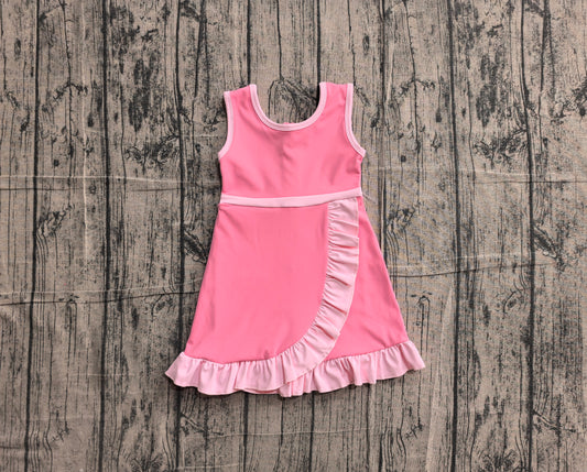 GSD4139   YOGA preorder pink solid  Princess cartoon girl dress ruffle