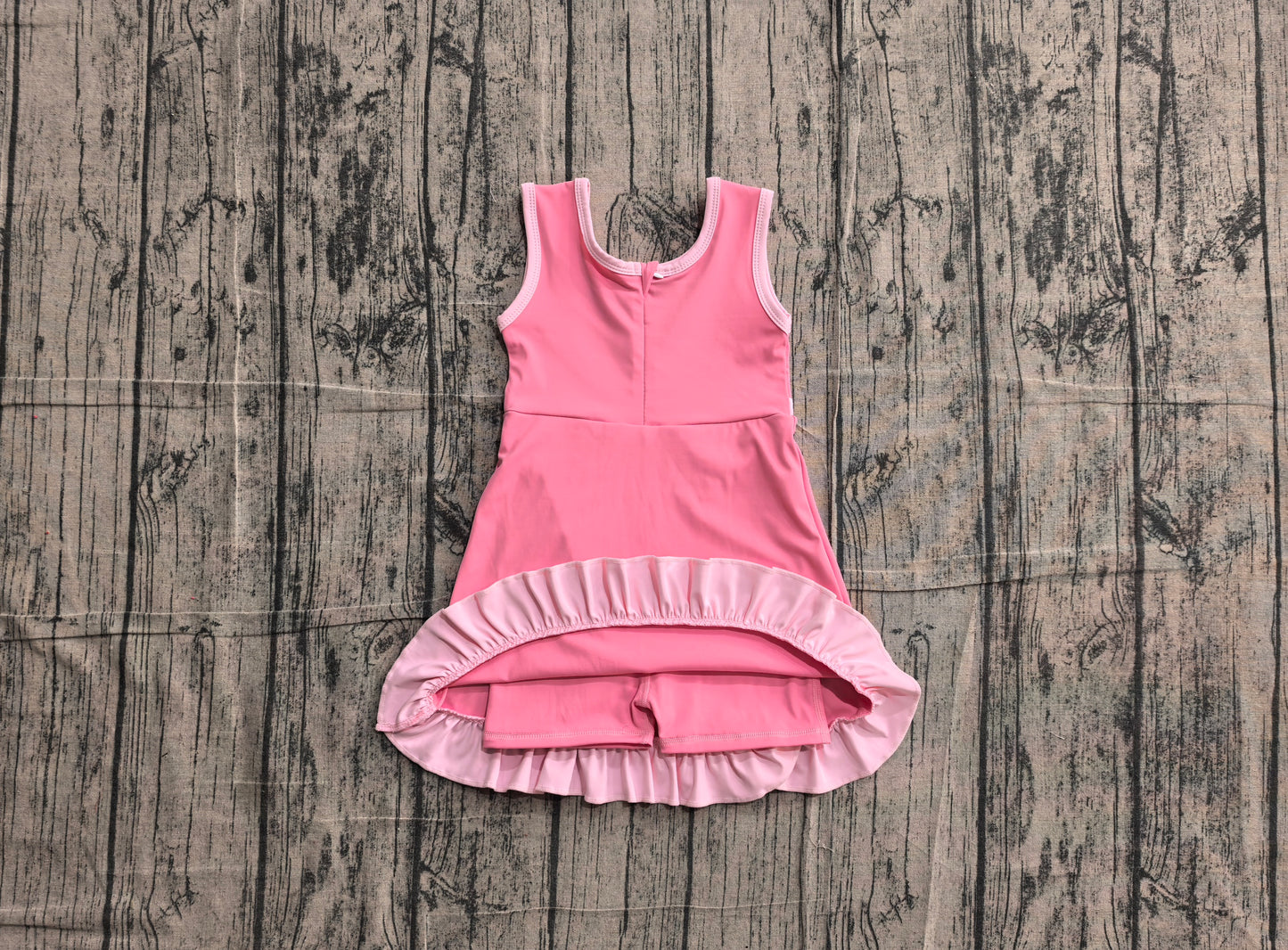 GSD4139   YOGA preorder pink solid  Princess cartoon girl dress ruffle