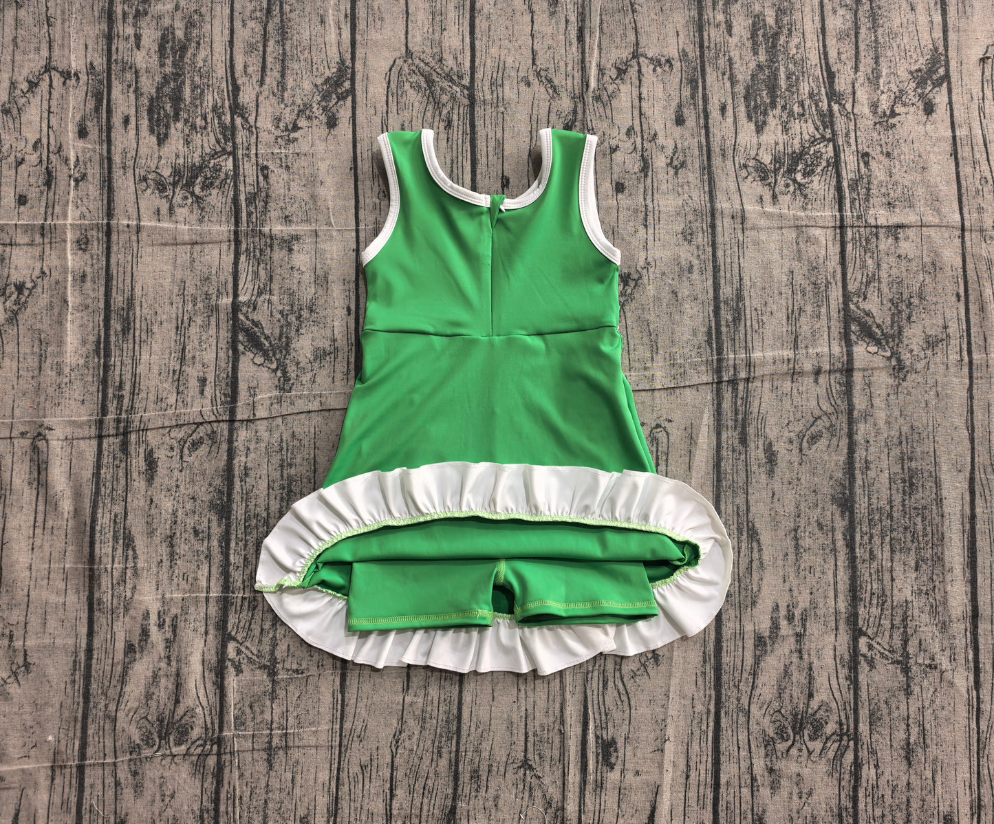 GSD4143 YOGA preorder green solid  Princess cartoon girl dress ruffle