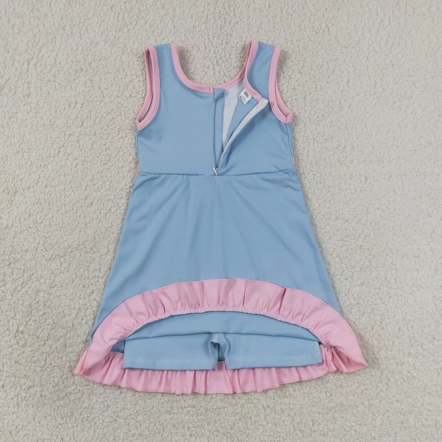 GSD4144  YOGA preorder blue solid  Princess cartoon girl dress ruffle