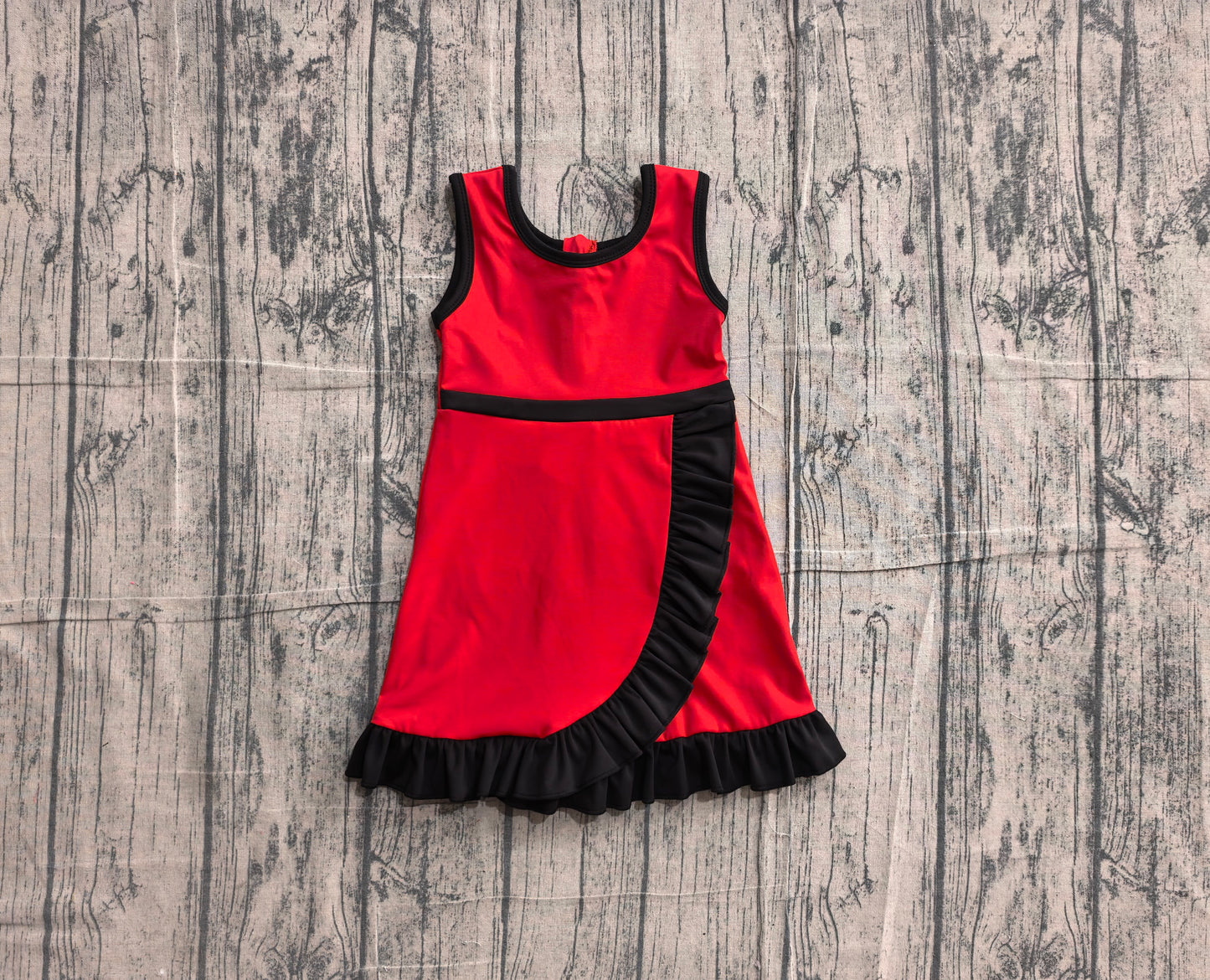 GSD4146  YOGA preorder red solid  Princess cartoon girl dress ruffle