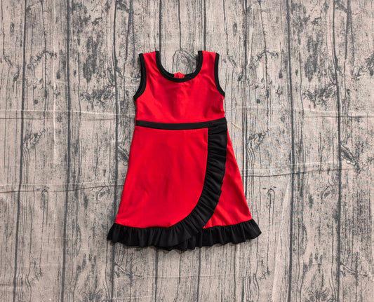 GSD4146  YOGA preorder red solid  Princess cartoon girl dress ruffle