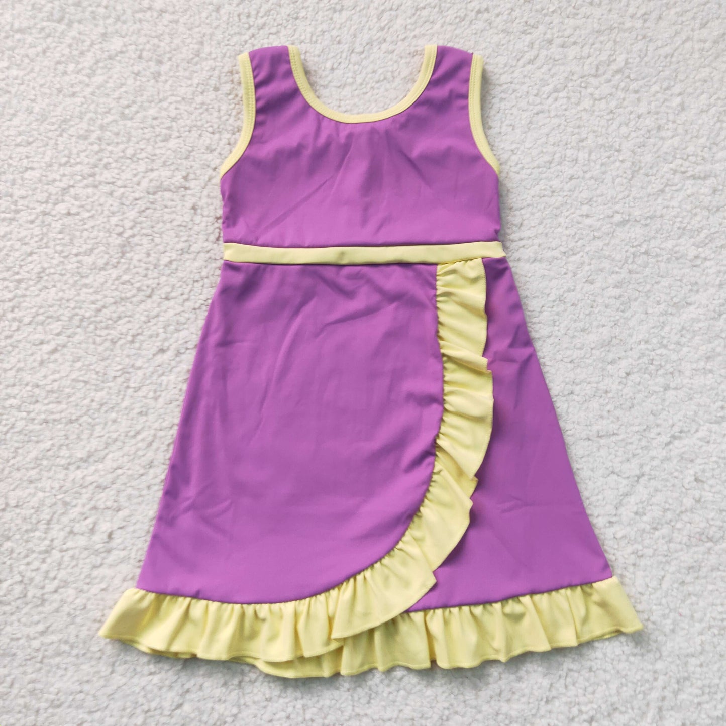 GSD4147 YOGA purple solid  Princess cartoon girl dress ruffle RTS