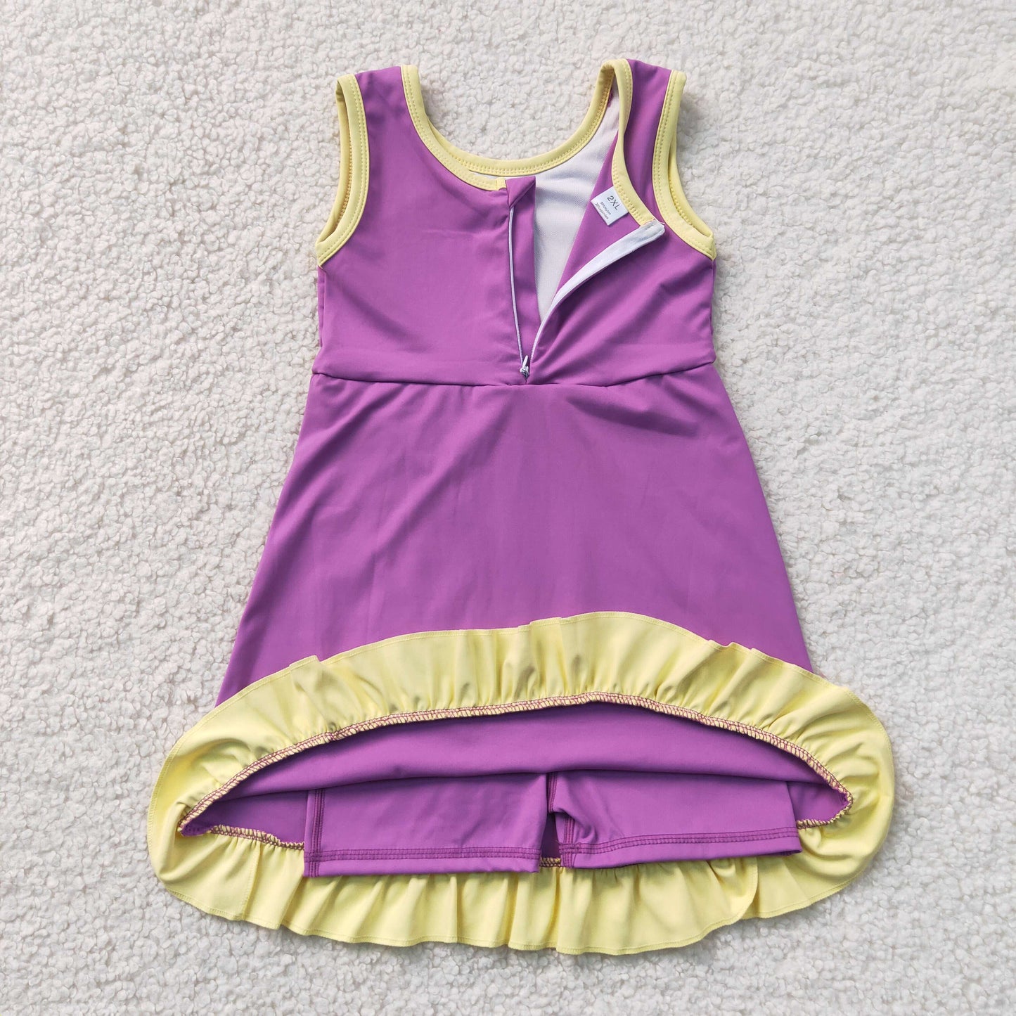 GSD4147 YOGA purple solid  Princess cartoon girl dress ruffle RTS
