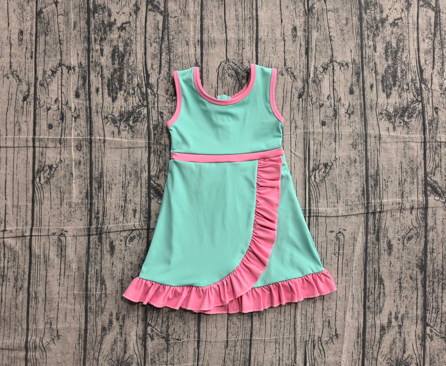 GSD4149 YOGA preorder green solid  Princess cartoon girl dress ruffle