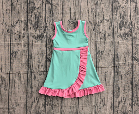 GSD4149 YOGA preorder green solid  Princess cartoon girl dress ruffle