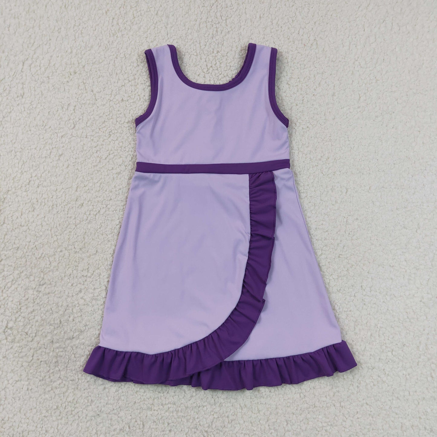 GSD4151 YOGA RTS purple solid RUFFLE Princess cartoon girl dress ruffle
