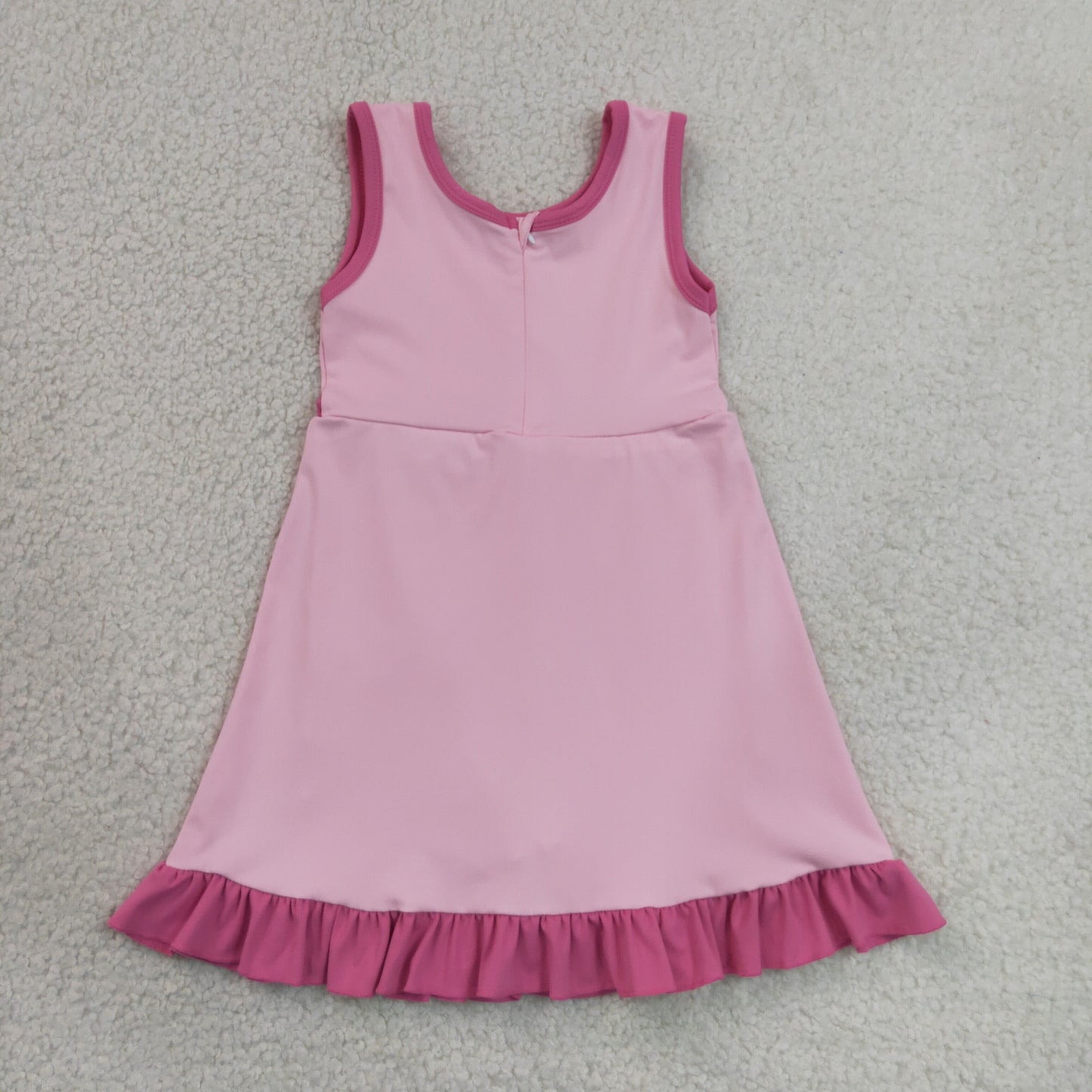 GSD4152 RTS YOGA Baby Pink Color Block Ruffle Kids Casual Yoga Skort Dress