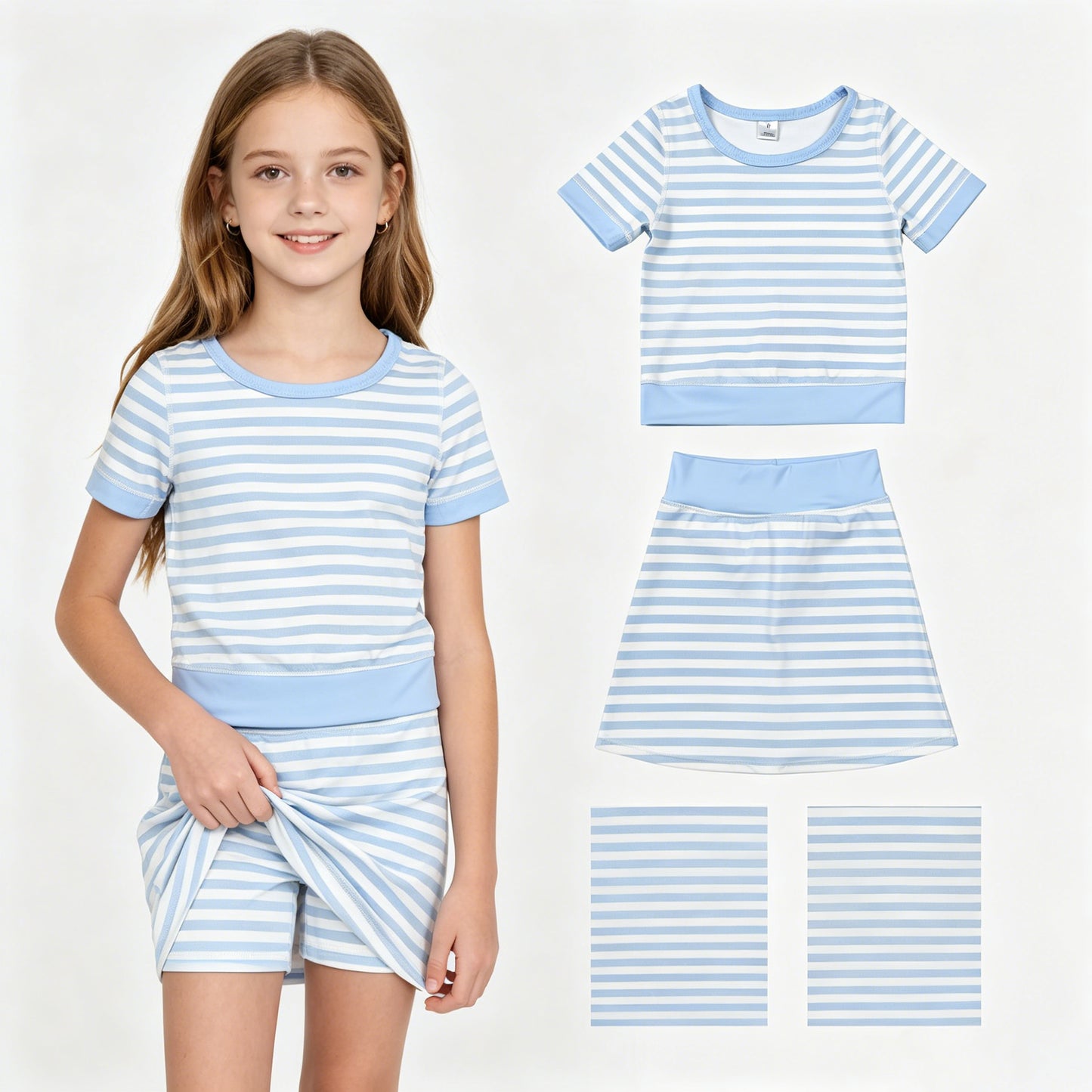 GSD4162  yoga stripe girl  outfit skirt  202607 RTS