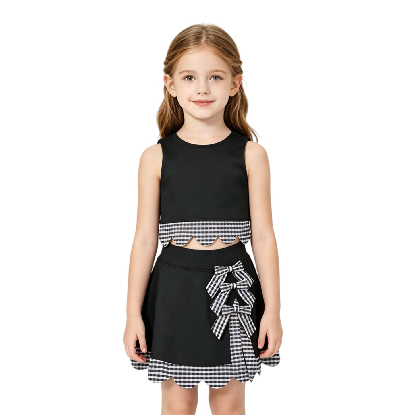 RTS GSD4176 yoga scallop black blue checkboard sports girl  outfit skirt  202608