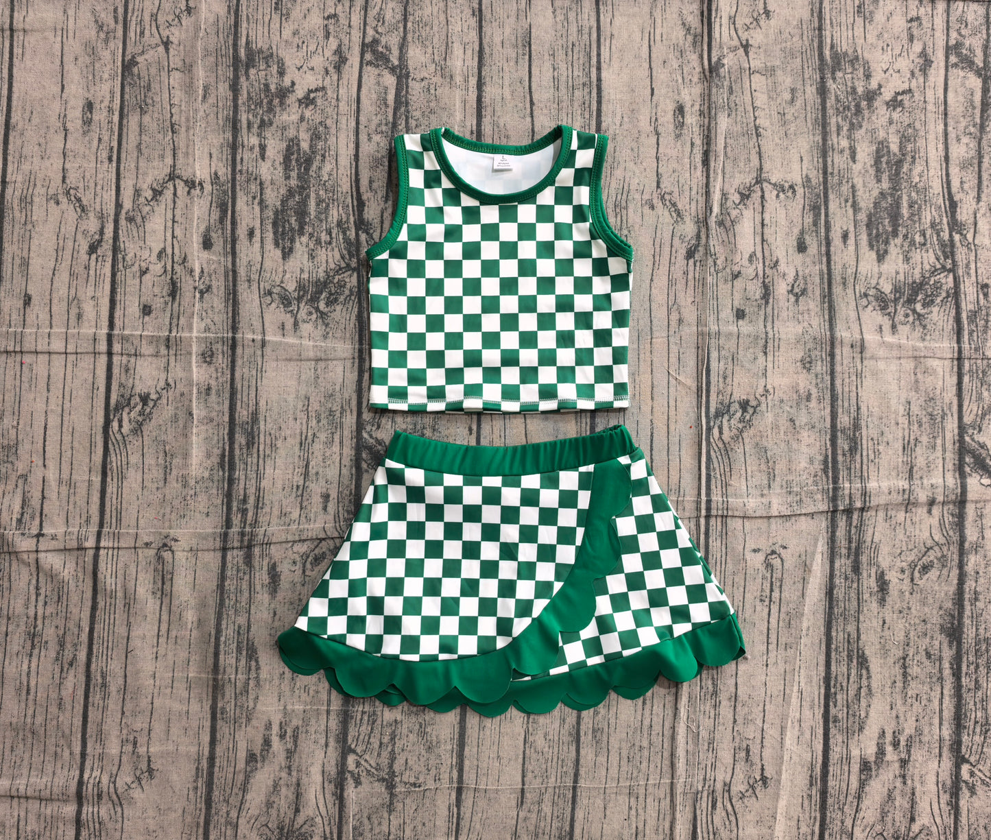 GSD4178 ruffle yoga green dots sports girl  outfit skirt  202605 PREORDER