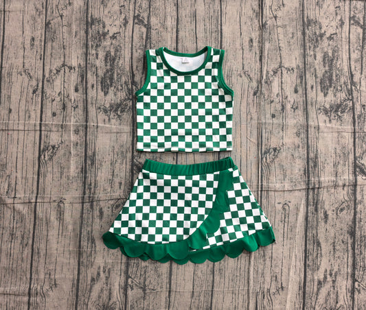 GSD4178 ruffle yoga green dots sports girl  outfit skirt  202605 PREORDER