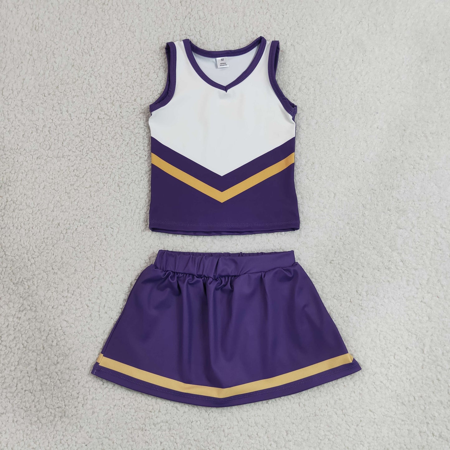 GSD4193 RTS YOGA Purple White Color Block Toddler Cheerleading Performance Outfit 202630