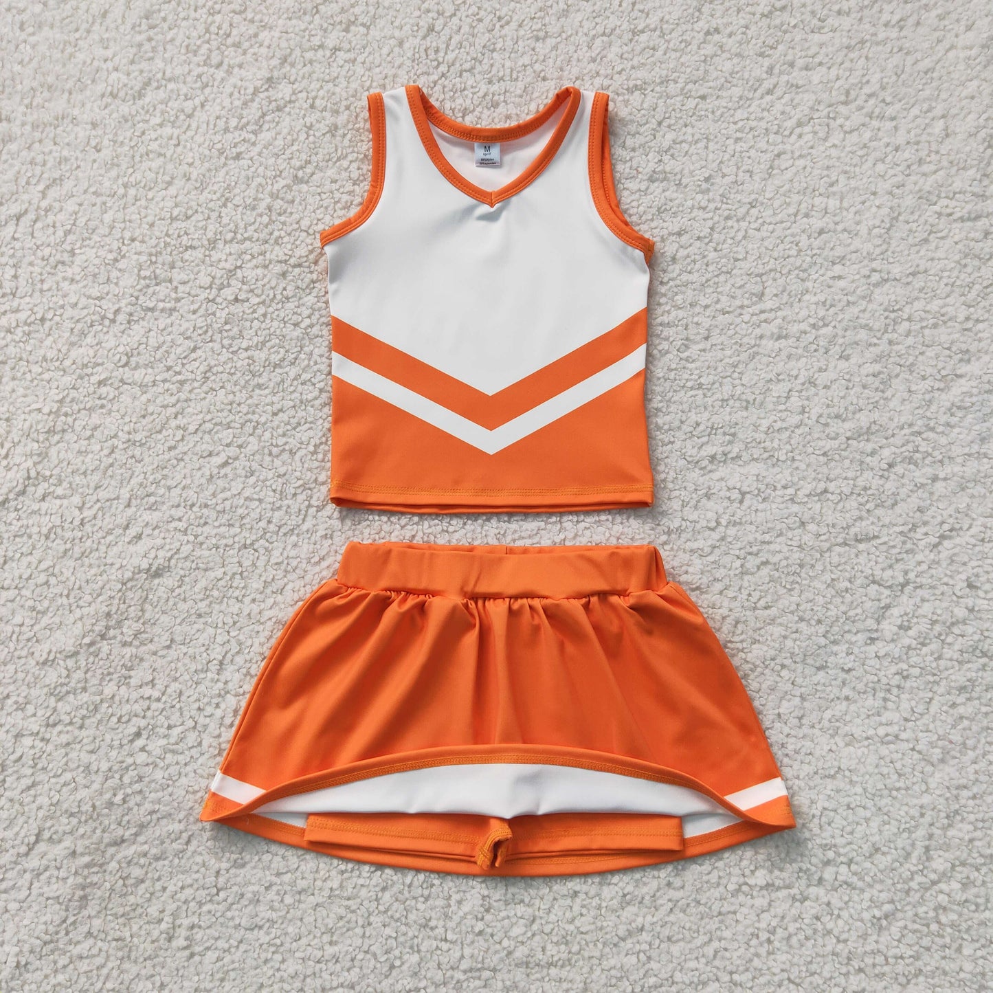 GSD4199 Toddler Girls Orange White Cheerleading Skort Set 202607 RTS