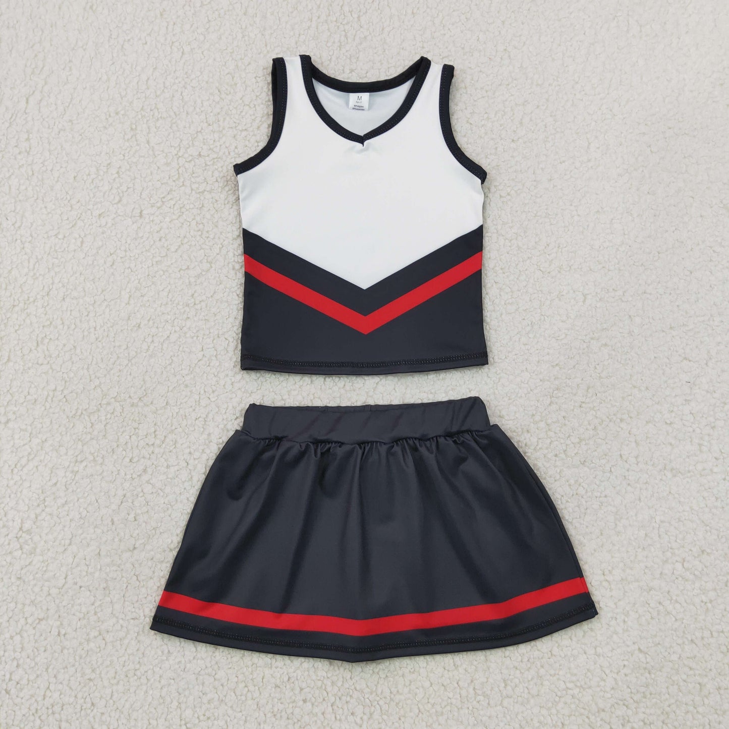  GSD4200 Black Red Trim Chevron Cheer Skort 2 Piece 202607 RTS