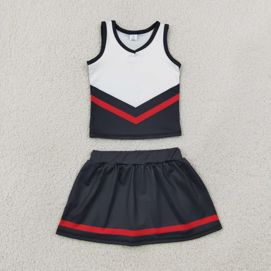  GSD4200 Black Red Trim Chevron Cheer Skort 2 Piece 202607 RTS