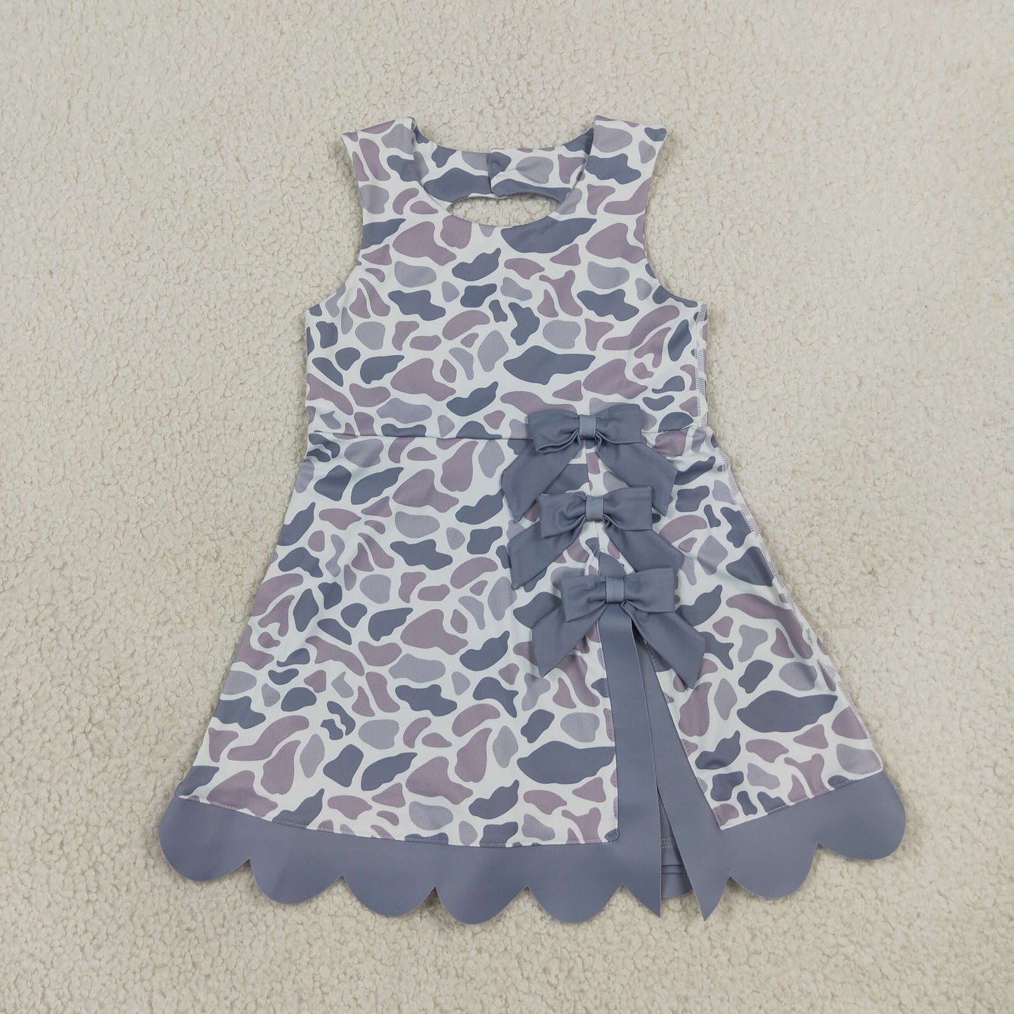 GSD4226 RTS Girls Summer Sleeveless Leopard Print Dress With Shorts Bow Scallop Hem Skort Set 202608