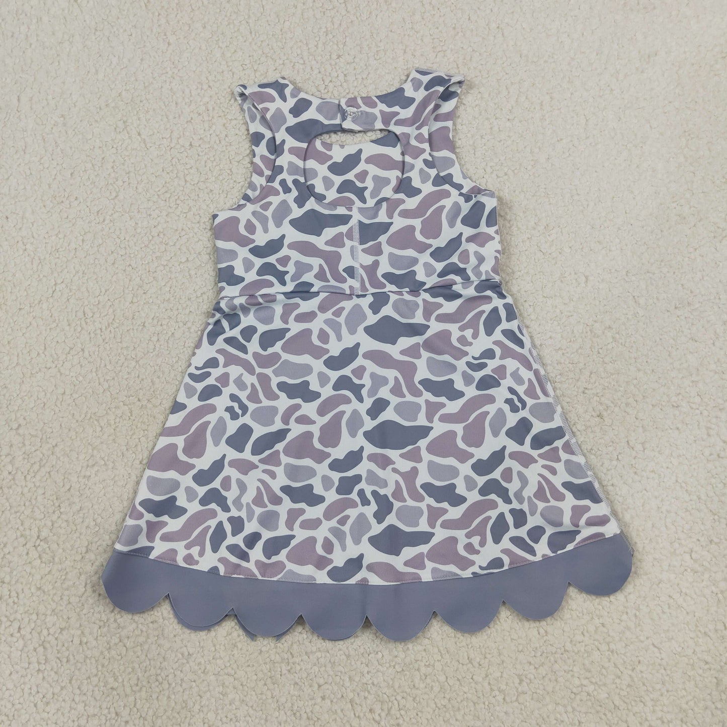 GSD4226 RTS Girls Summer Sleeveless Leopard Print Dress With Shorts Bow Scallop Hem Skort Set 202608