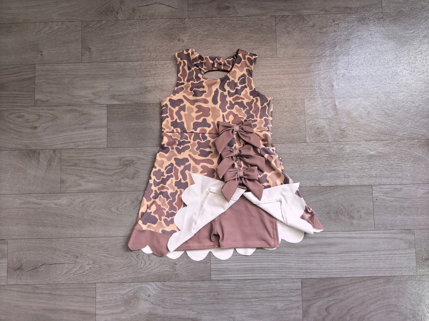 GSD4227  YOGA preorder camo bow scallop girl dress ruffle 202607
