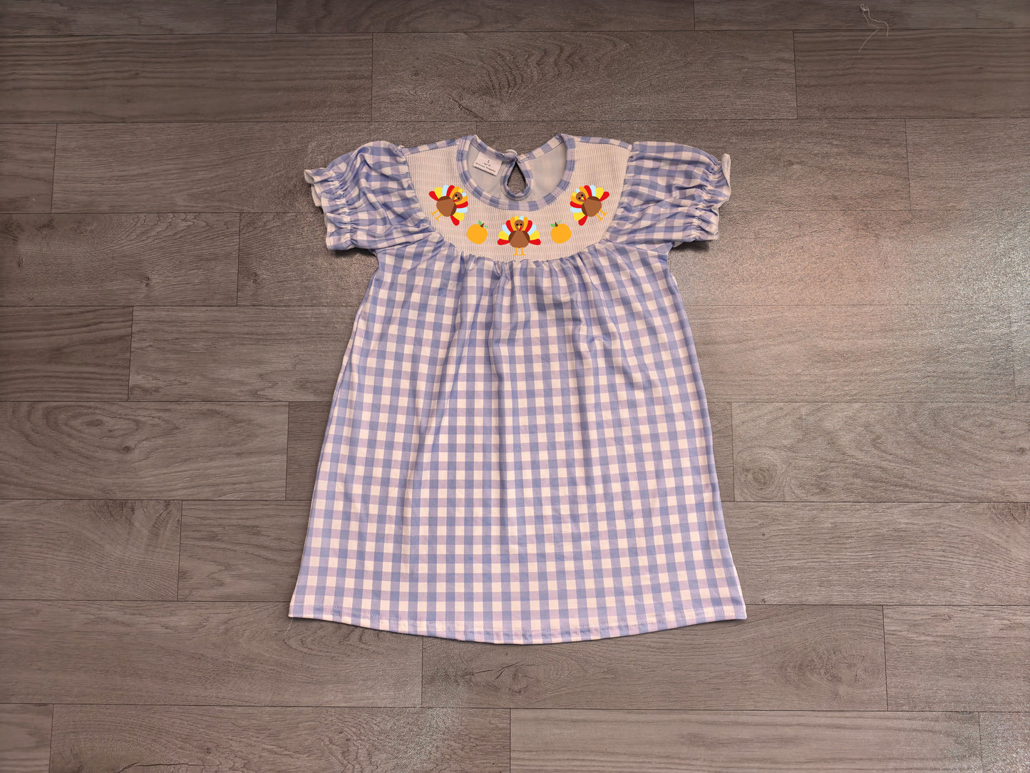 RTS GSD4250 Smocked Embroidery Gingham Sleeveless Girls Athletic Yoga Dress 202608