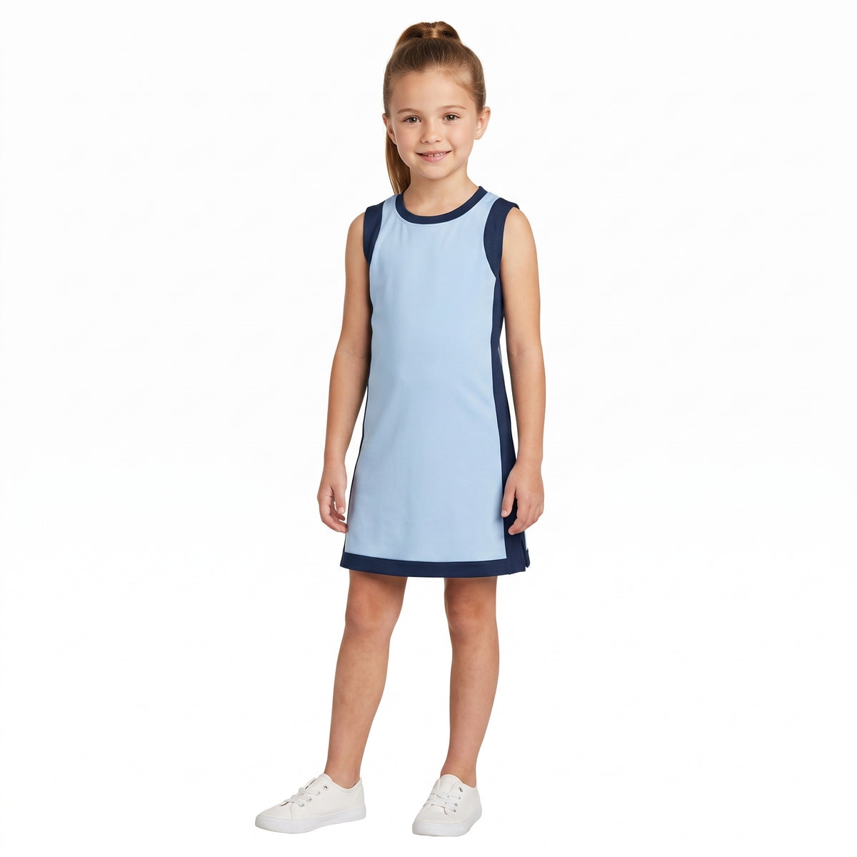 NO MOQ RTS GSD4256(1)-yoga Baby Girl Clothes Color Block Solid Print Sleeveless Athletic Tank Dress 202609