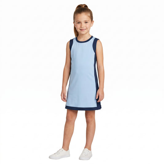NO MOQ RTS GSD4256(1)-yoga Baby Girl Clothes Color Block Solid Print Sleeveless Athletic Tank Dress 202609
