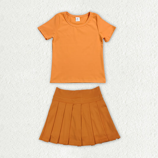 GSD4270 orange pleated skirt yoga  bow western blanket RTS 202607  RTS