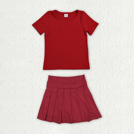 GSD4271 red pleated skirt yoga  bow western blanket RTS 202607  RTS