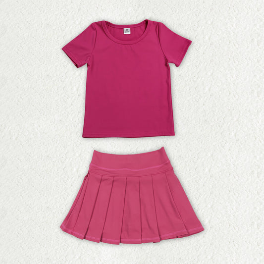 GSD4272 hot pink pleated skirt yoga  bow western blanket RTS 202607  RTS