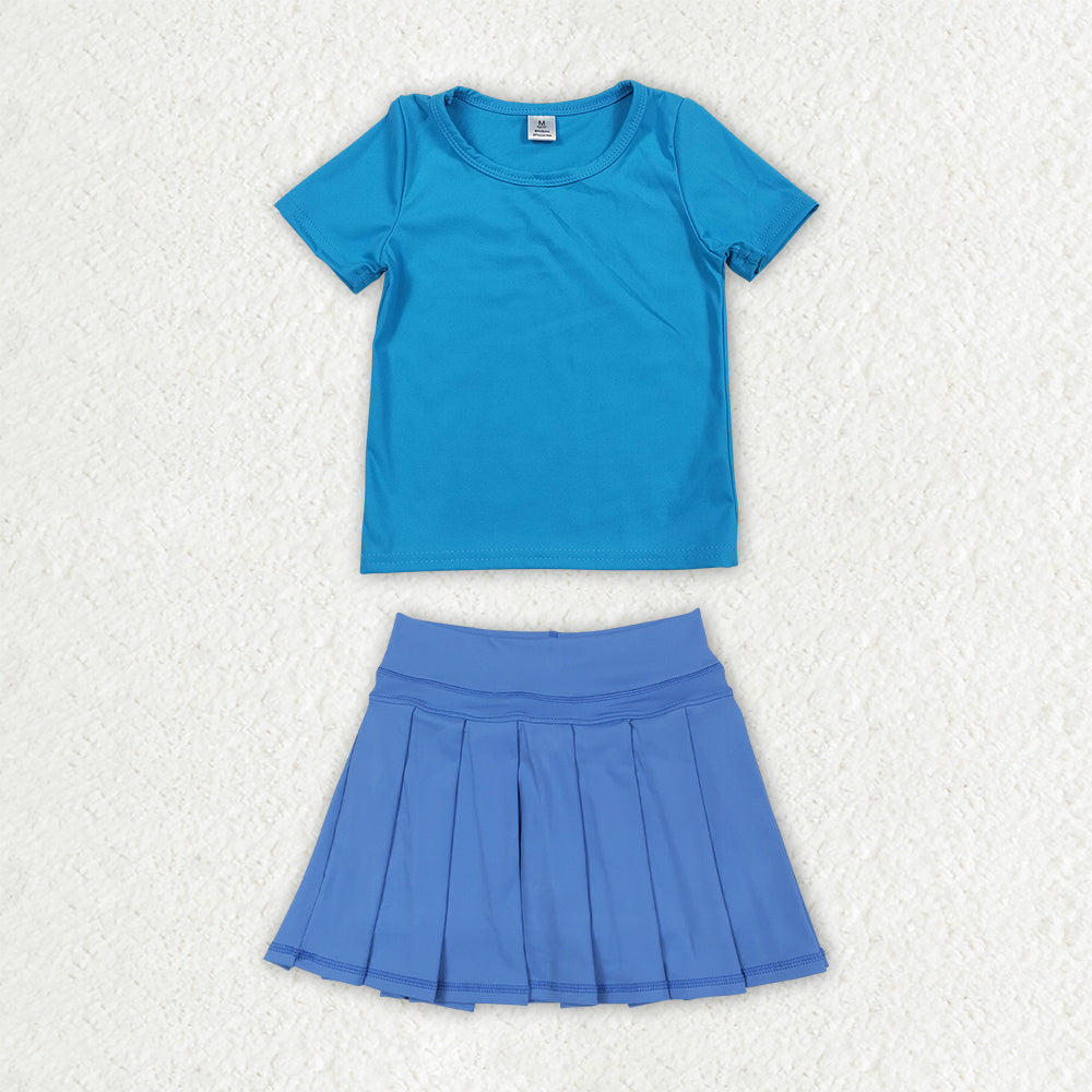 GSD4277 blue pleated skirt yoga western blanket RTS 202607  RTS