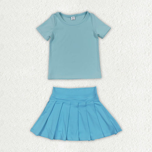 GSD4278 blue pleated skirt yoga western blanket RTS 202607  RTS