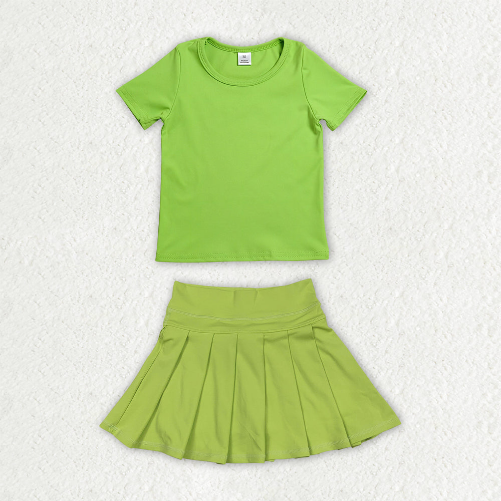 GSD4279 green pleated skirt yoga western blanket RTS 202607  RTS