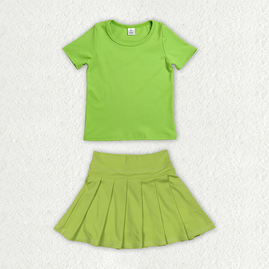 GSD4279 green pleated skirt yoga western blanket RTS 202607  RTS