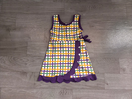 Sample-Real Pics GSD4333 Baby Girl Clothes Plaid Mixed Print Sleeveless Ruffle Hem Dress