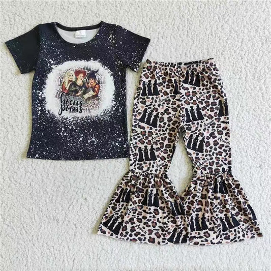 RTS 0825cartoon halloween  short sleeve print bell pants girl outfit