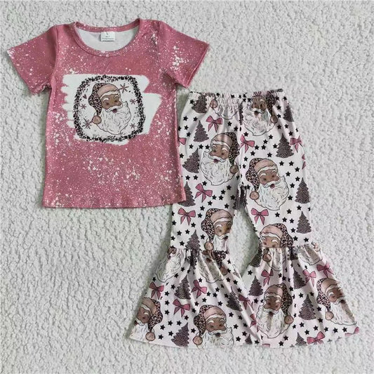 promotion GSPO0180 pink christmas santa short sleeve girl outfit RTS 20230622