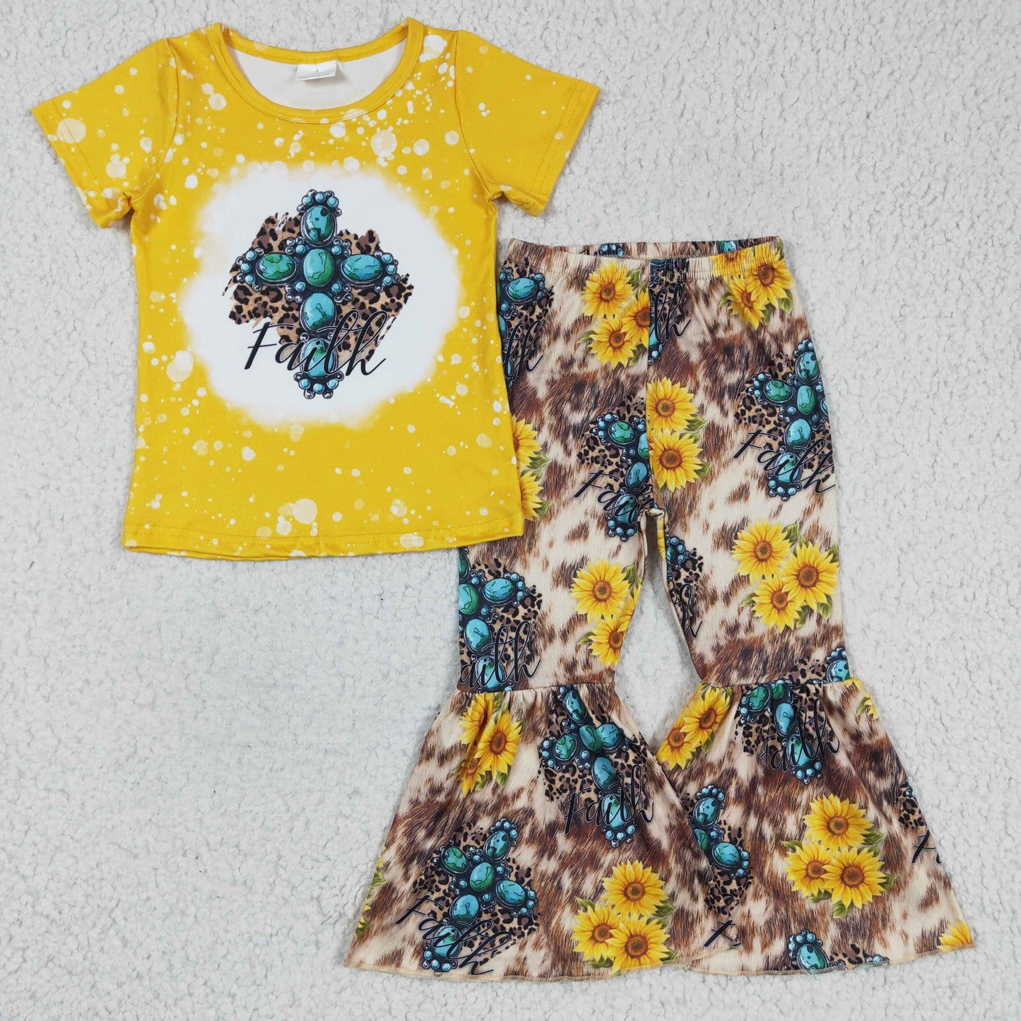 GSPO0269 faith short sleeve gem sunflower girl outfit RTS 20230612