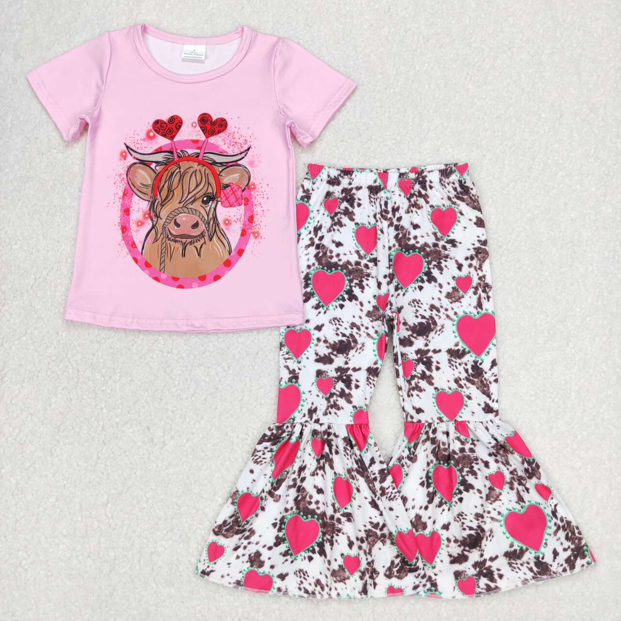 GSPO0416 RTS short sleeve love cow girl outfit 202401