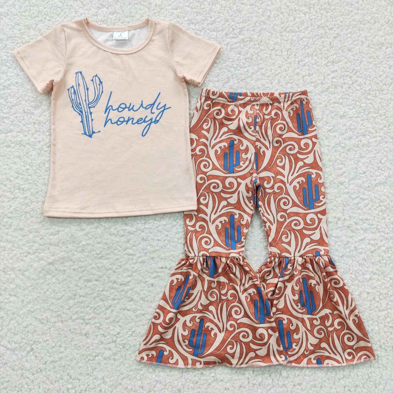 GSPO0559 RTS cow western print short sleeve girl outfit 20230429