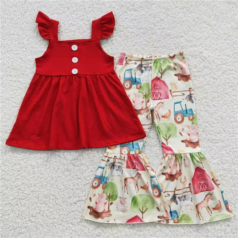 GSPO0587 flower farm cotton short sleeve girl outfit 20230524 RTS