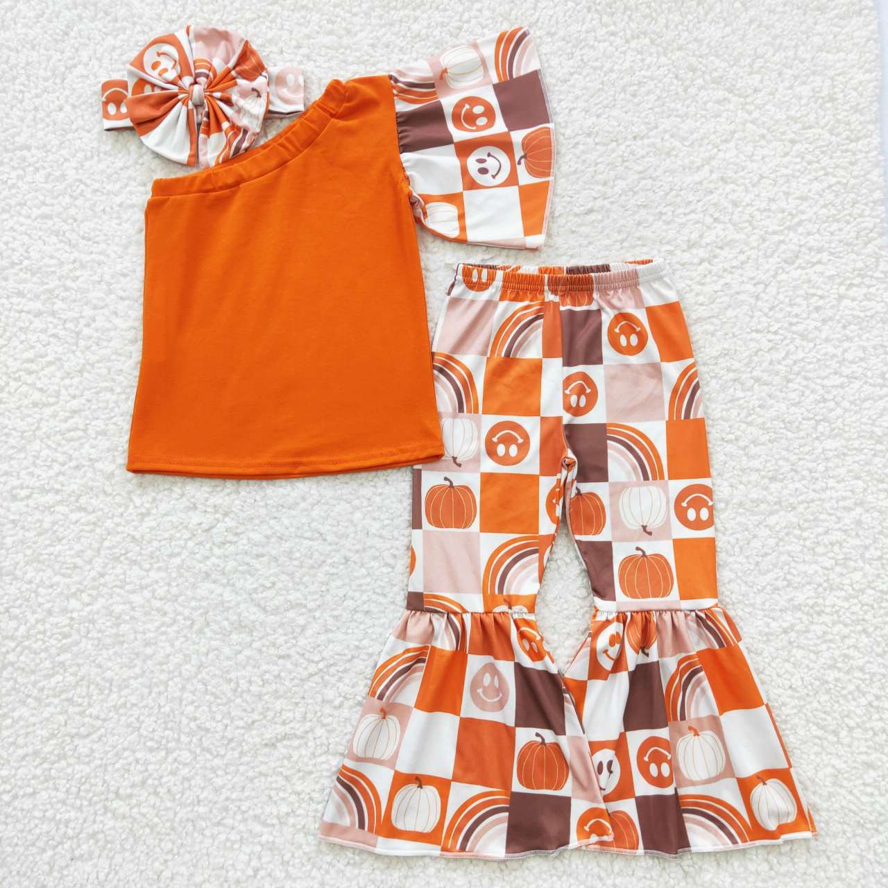 GSPO0620 smile 3pcs choose headband off shoulder headband short sleeve shorts girl outfit 20230502 RTS