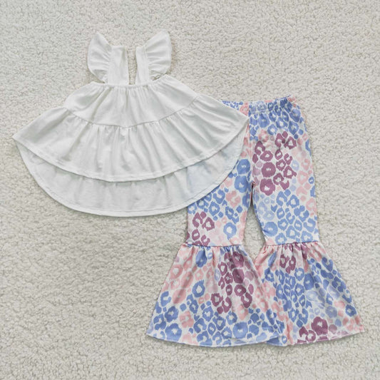 GSPO0678  yellow gullas top leopard pants girl clothes short sleeve girl outfit 20230622 RTS