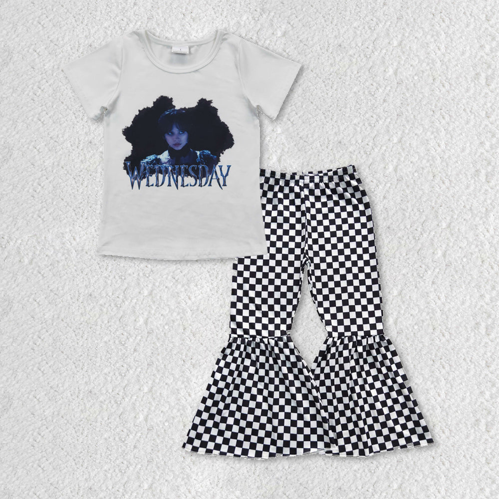 组合GSPO0683 wednesday girl checkerboard short sleeve girl outfit 20230513 RTS