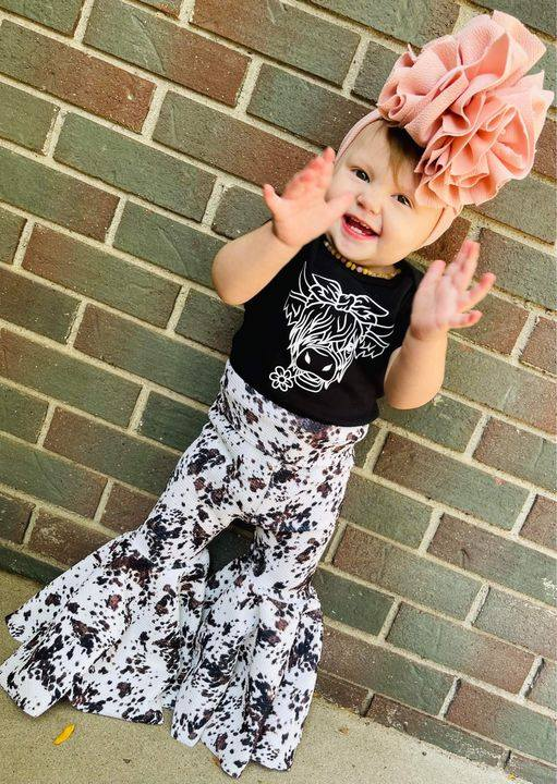 GSPO0686 cow western fall short sleeve summer girl outfit 202412 RTS