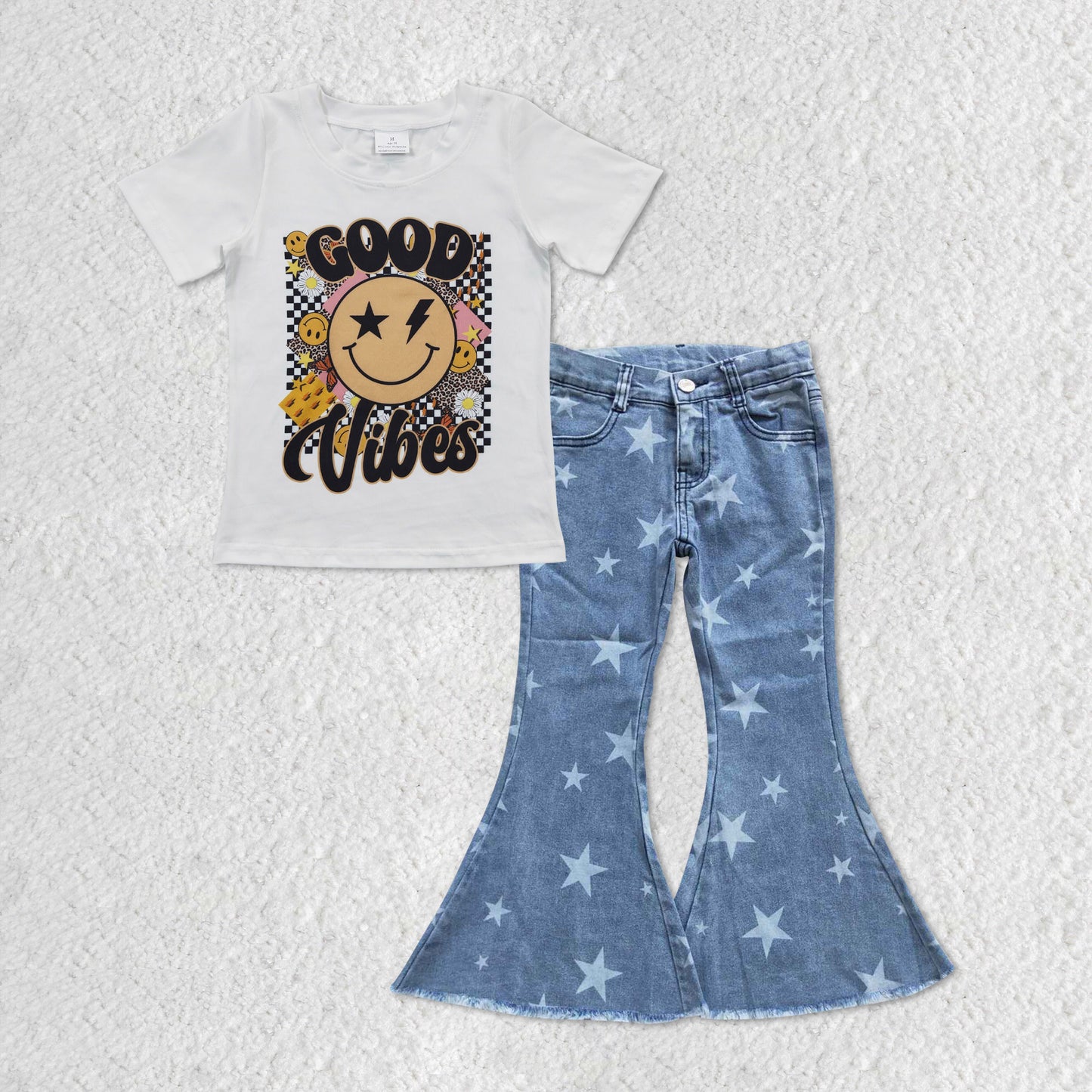 GSPO0691 smile face  blue denim jeans girl outfit  RTS 20230515