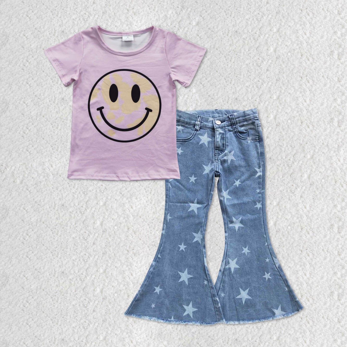 GSPO0694 smile face blue denim jeans girl outfit  RTS 20230515