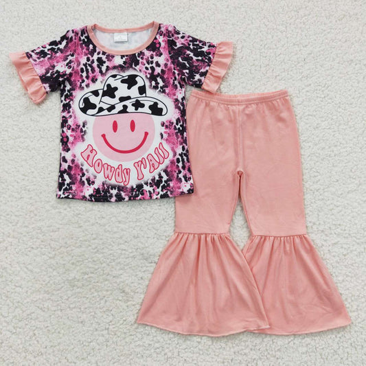 GSPO0701 preorder western smile short sleeve kids girl outfit  20230621 RTS