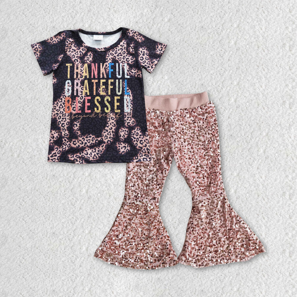 GSPO0707 Western thanksgiving thankful short sleeve top pinksequin girl outfit 20230523 RTS