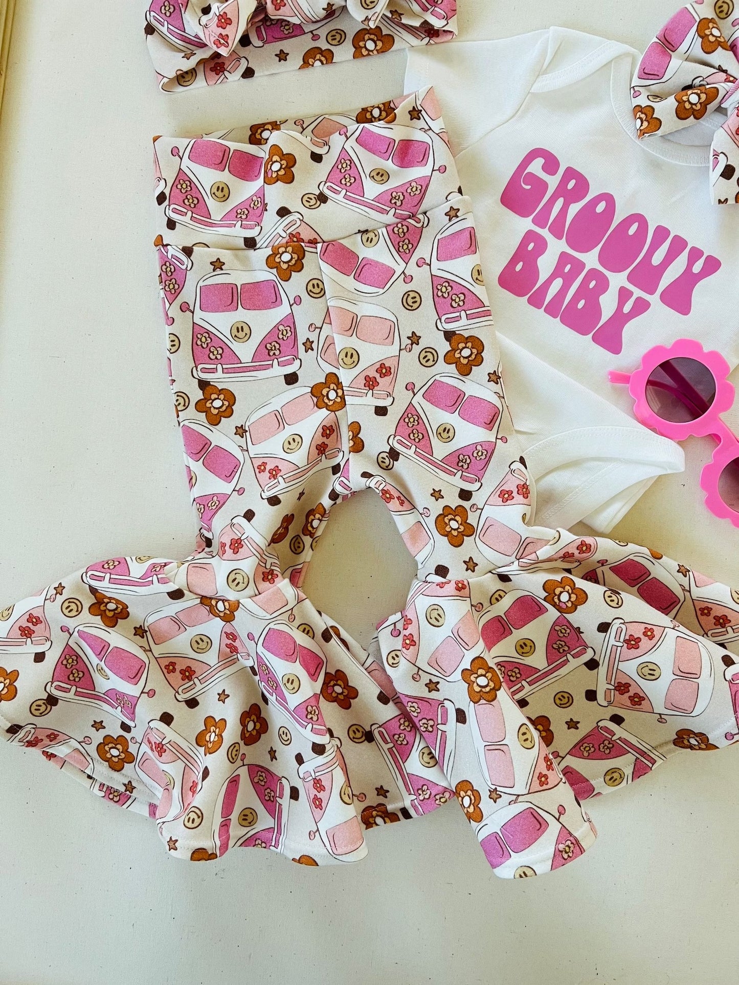 GSPO0718 flowers smile face short sleeve kids girl outfit  20230622 RTS